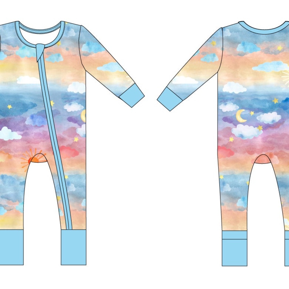 Mamalulu Solace Skies newborn footie